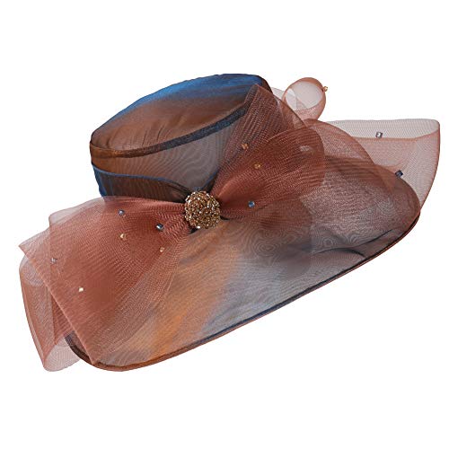 Go Mai Accessories Women's Organza Kentucky Derby Hat Fashion New Ladies Multicolor Elegant Personality Sun Hat Brown