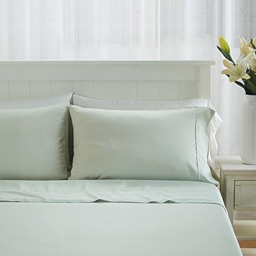 Premium 100% Organic Bamboo Fiber 4 Piece Sheet Set, Fits Mattress up to 18" Deep - Queen, Porcelain Green