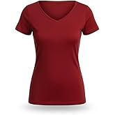 ayaecofashion Women's Organic Pima Cotton V-Neck T-Shirt | Maroon/L