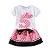 Mud Kingdom Little 5 Years Birthday Skirt Outfit Bow Cute Print Casual Summer Pink Skirt Set I AM 5