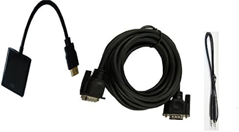 Tgom Hdmi to VGA Active MHL Support Adapter (Male to Female) with VGA to VGA 6 Ft Cable and (Aux) Audio Cable 3 Ft Black for Desktop/pc/ Laptop/ Tv /Dvd/ Ultrabook /Power Free Raspberry Pi,