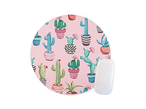 Cacti Flower Background And Succulents Round Mosue Pad Gaming Mouse Pad Non-slip Mouse Pad