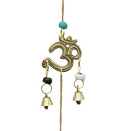Religious Om Wall Hanging Gold Tone Brass Bell DÃ©cor Indian Home Decorative