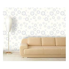 Large Wall Mural - Fresh Blue Abstract Circles | Self-Adhesive Vinyl Wallpaper/Removable Modern Decorating Wall Art - 66" x 96"