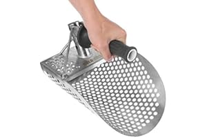 YtotY Beach Sand Scoop with Handle, Metal Detecting Tool,Beach Underwater Treasure Hunting, Stainless Steel Water Metal Detecting Tool Digging Shovel Fast Sifting Metal Detector…