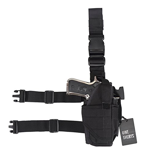 OneTigris Adjustable Drop Leg Holster Tactical Military Airsoft Pistol Gun Thigh Holster Upgraded Version (Black)