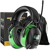 Bluetooth 6.0 AM/FM Hearing Protection, Radio Headphones with Digital Display, 30 SNR Noise Reduction Safety Earmuffs with Rechargeable 2000 mAh Large Battery, Ear Protector for Mowing Lawn Work