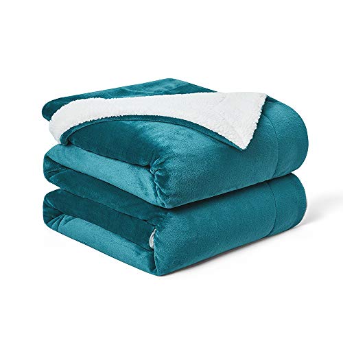 Walensee Sherpa Fleece Blanket (Queen Size 90”x90” Teal) Plush Throw Fuzzy Super Soft Reversible