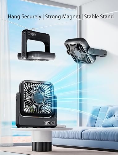 Magnetic Travel Fan, 5000mAh Ultra-Slim Cruise Approved Fan Rechargeable, 4-Speed, Hook Design, Portable Fan for Cruise Ship Cabin, Bedroom Sleeping, Camping, Travel & Cruise Essentials 2026