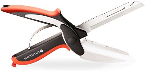 Lifestyle Chef Stainless Steel Multipurpose Kitchen Scissors - Clever Cutter Food Chopper with Heavy Duty Knife, Cutting Board, Fruit & Vegetable Peeler, Fish Slicer & Scaler, Bottle Opener