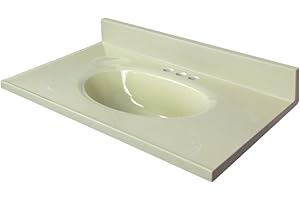 Transolid 1409-7222 31-in x 19-in Cultured Marble Bathroom Vanity Top in White on Bone