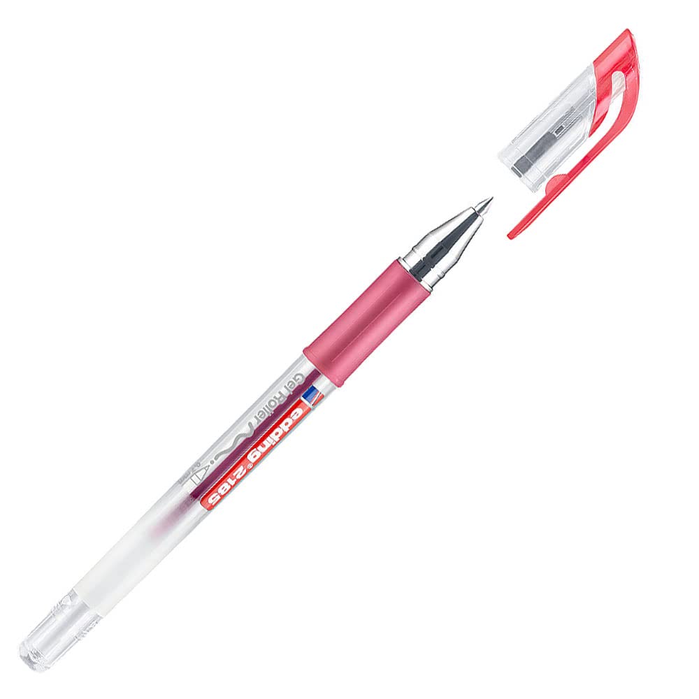 edding 2185 gel roller - red - box of 10 - 0.7 mm - gel pen for writing, drawing, colouring mandalas, bullet journals - colour gel pen
