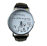SMTSMT Hot Women's Leather Late Anyway Letter Watches_Black