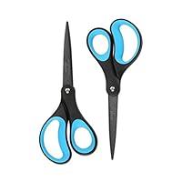 LIVINGO 2-Piece Set of 2 Titanium Glueless Scissors for Office Use, Premium Fluorine Coated, Stainless Steel, Comfortable Soft Handle, Super Sharp, Handicrafts, Scissors