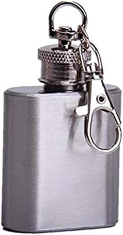 30ML Mini Stainless Steel Hip Flask Keyring Small Portable Flagon Keychain Flask Key Ring
