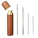 MIUSIE Convenient Needle Storage,Versatile Wooden Needle Case with Smooth Touch ,Sewing Supplies with Four Pieces Sharp Stitching Needles for Stitching/Sewing/Embroidery