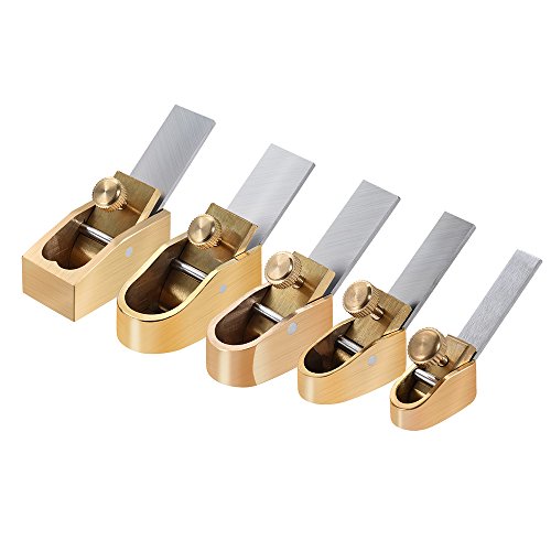 ammoon 5pcs Woodworking Plane Cutter Set Curved Sole Metal Brass Luthier Tool for Violin Viola Cello Wooden Instrument