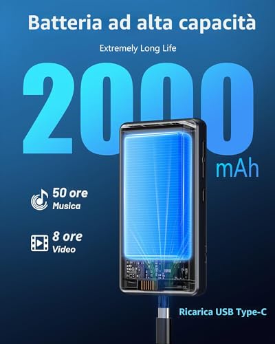 Spotify MP3 Player with Bluetooth and WiFi, AGXOV MP4 Music Player with 4.02 Inch Touchscreen Screen, Portable Android MP3 with Audible, Deezer, Play Store, Black | MP4 Lettore Musicale con Schermo Touchscreen da 4,02 Pollici, MP3 Android Portatile con Audible, Deezer, Play Store, Nero
