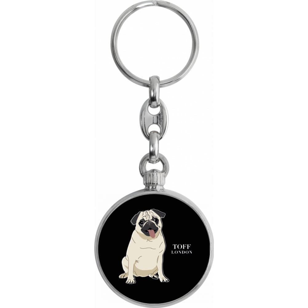 Toff London Beige Pug Dog Keyring