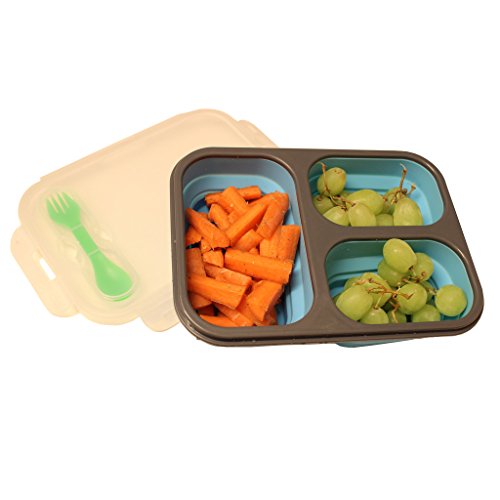Lunch Box Pieghevole A 3 Scomparti - Contenitore Alimenti Silicone | Microonde E Freezer Safe - Foto 1