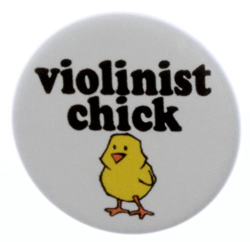 A&T Designs Unisex Violinist Chick 1.25" Pinback Button Girl Pin Violin Musician