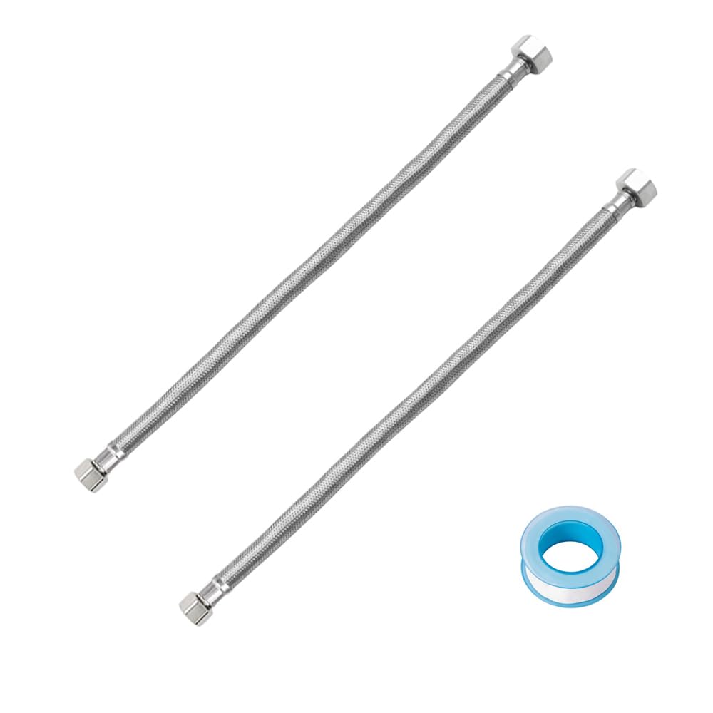 Photo 1 of 16" Faucet Supply Line,3/8" Comp x 1/2" FIP Stainless Steel Braided Supply Line,Faucet Water Supply Hose Connector Lines Faucet Water Supply Line for Water Heater, Angle Valve?Plumbers Tape Include)