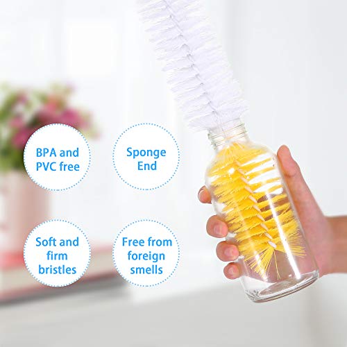 Bottle Brush Cleaner 7 Pack - Stiff Long Water Bottle and Straw Cleaning Brush - Bottle Brushes with Wooden Handle for Wine Decanter, Baby, Kombucha, Pipes, Hydro Flask Tumbler, Sinks, Blender Bottles