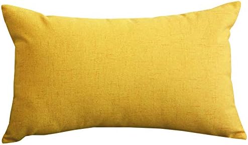 Lutanky Linen Cushion Cover Soft Rectangle Throw Pillow Cases for Sofa Bedroom Home Decoration (30 x 50 cm)(yellow, 1 Piece)