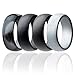 ROQ Silicone Rubber Wedding Ring for Men, Comfort Fit, Breathable Rubber Engagement Band, Men's Wedding Band, 8mm Wide 2mm Thick, Dome Solid, 4 Pack, Black Camo, Grey, Black, Silver, Size 12