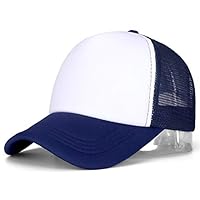 SHHOMELL Unisex Cap Casual Plain Mesh Baseball Cap Adjustable Hats Hip Hop Trucker Cap Streetwear Dad Hat Navy Blue White 54cm-60cm