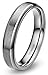 4mm Silver Brushed Titanium Ring for Women Comfort Fit Wedding Band Beveled Edges