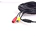 EKYLIN Car RCA DC Video Extension Cable for Backup Camera CCTV Security Truck Bus Trailer Reverse Parking System (10 Meters/32 Feet) - 2 in 1 RCA Video & DC Power Cable