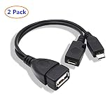 ANRANK MO2001AK Micro USB Host OTG Cable with USB Power for Samsung/HTC/Nexus/Lg Phones and Tablets - Black (2 Pack)