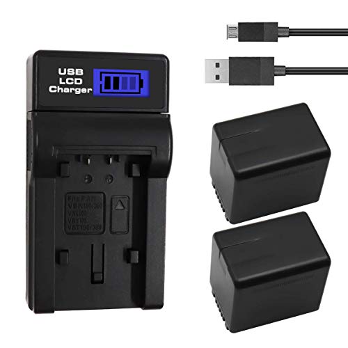 E-TS Upgraded 5000mAh Panasonic VW-VBT380 Battery Replacement 2-Pack Compatible With Panasonic HC-V210, HC-V250, HC-V380, HC-V510, HC-V520, HC-V710, HC-V720, HC-V750, HC-V770, HC-VX870, HC-VX981K