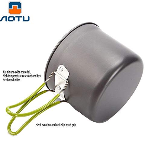AOTU Upgrade Aluminum Material Camping Cookware Set Camping Stove Outdoor Cooking Mess Kit Pots Pans Camp Kettle Portable for Outdoor Camping Hiking and Picnic