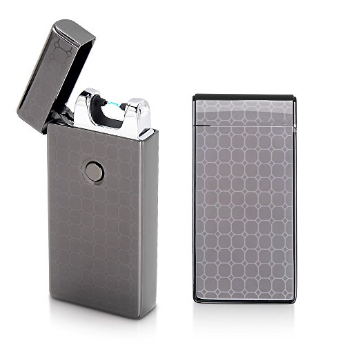 AceFox USB Rechargeable Lighter Electronic Windproof Flameless Arc Lighter With Gift Box , Black Ice
