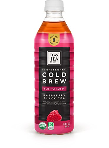 Teas' Tea Organic Cold Brew Raspberry Black Tea (Pack of 12) Organic Cane Sugar Sweetened No Artificial Sweeteners Antioxidant Rich Good Source of Vitamin C