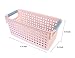 Honla Slim Plastic Storage Baskets Bins Organizer with Gray Handles,Set of 3,Pink