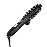 Cooliss Hot Styling Brush, 26mm Ceramic Barrel Curling Iron Ionic Electric Round Heated Brush Foldable Curler Straightener Hair Curling Wand (Black)