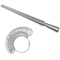 Ring Mandrel Sizer Metal Mandrel, Yookat Finger Sizing Measuring Stick Metal, with Ring Sizer Guage Set of 27 Pcs Circle Models Jewelry Sizer Tool