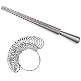 Ring Mandrel Sizer Metal Mandrel, Yookat Finger Sizing Measuring Stick Metal, with Ring Sizer Guage Set of 27 Pcs Circle Models Jewelry Sizer Tool