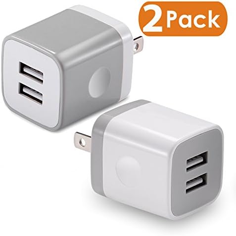 USB Wall Charger, BEST4ONE 2-Pack 2.1A/5V Dual Port USB Plug Power Adapter Charging Cube for iPhone X 8/7/6 Plus SE/5S/4S,iPad, iPod, Samsung, Android Phone