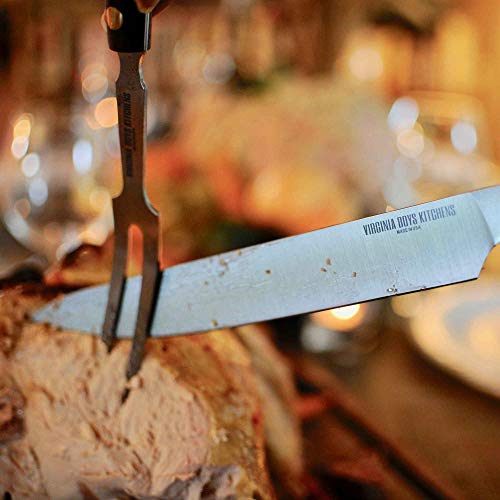 2 Piece Carving Knife Set Made in USA by Virginia Boys Kitchens - Professional Stainless Steel Full Tang Blades with Walnut Wood Handles