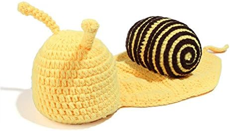 Baby Newborn Photography Prop Handmade Crochet Knit Carton Costume Hat Diaper Outfits for Infant Boy Girl (Snail)