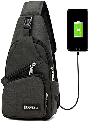 Sling Bag Shoulder Crossbody Chest Bag With USB Charging Port Lightweight Hiking Travel Outdoor Sport Backpack for Men Women (Black)