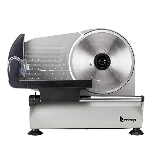 Electric Meat Slicer, Deli Food Slicer Machine 7.5" Removable Steel Blade/Adjustable Thickness Dial For Cold Cuts, Hard Cheese, Vegetables & Bread, Compact Commercial Home Use (Silver-Belt) - Thumbnail 7