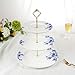 Porlien Gold Trimmed Blue Floral 3 Tier Cake Stand, Dessert Stand, Cupcake Stand