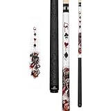 Players D-JS White with Jester on Pool Balls and Dripping Card Suits Cue, 20-Ounce