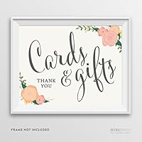 Andaz Press Wedding Party Signs, Floral Roses Print, 8.5-inch x 11-inch, Cards and Gifts Thank You, 1-Pack, Unframed