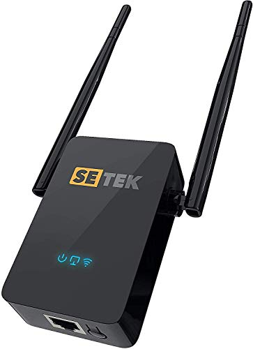 Superboost WiFi Extender Signal Booster Long Range up to 2500 FT, 300 MBPS Wireless Internet Amplifier - Covers 15 Devices with 2 External Advanced Antennas, 5 Working Modes, LAN/Ethernet (Black)